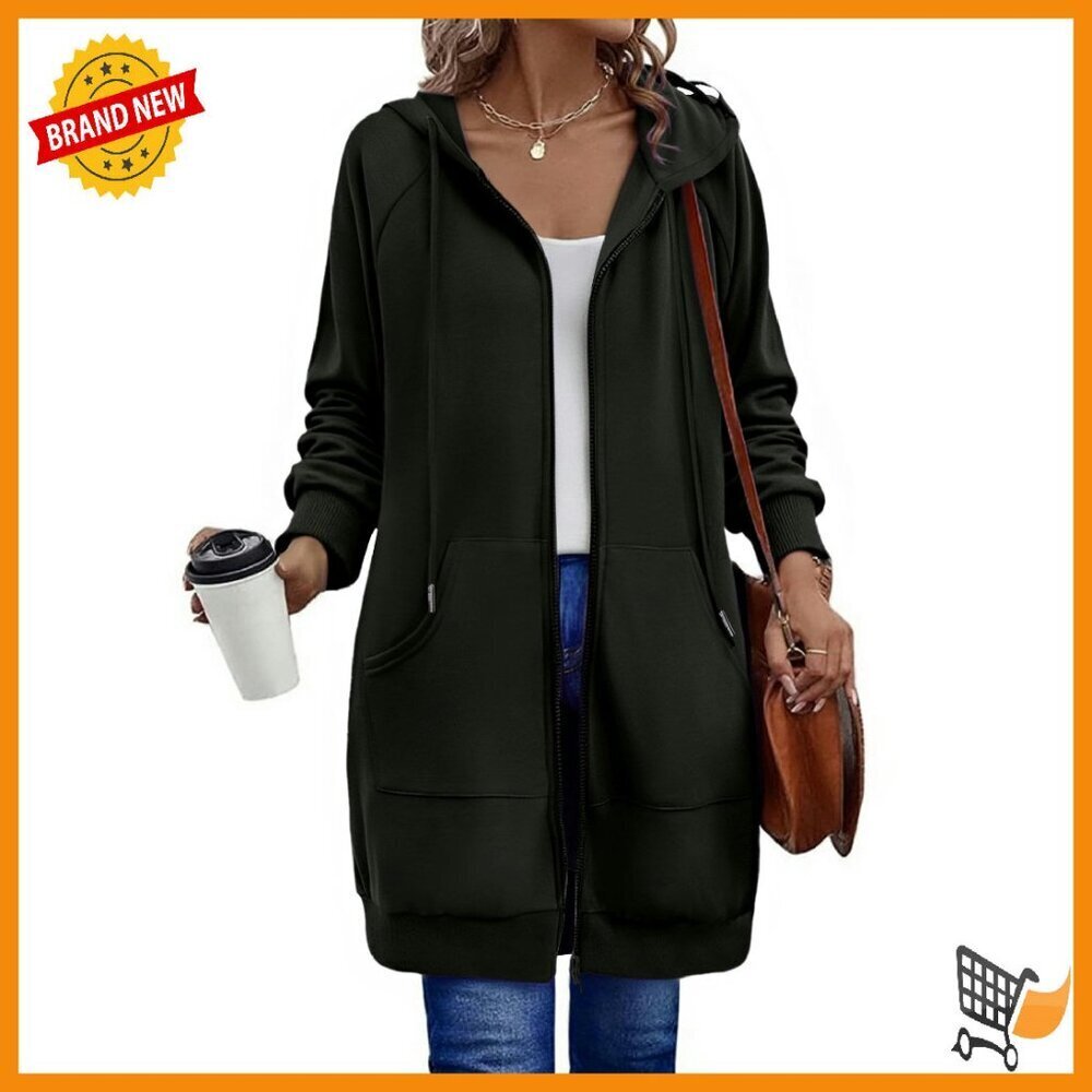 Oversized Fleece Zip Up Hoodie Long Tunic Sweatshirt with Pocket